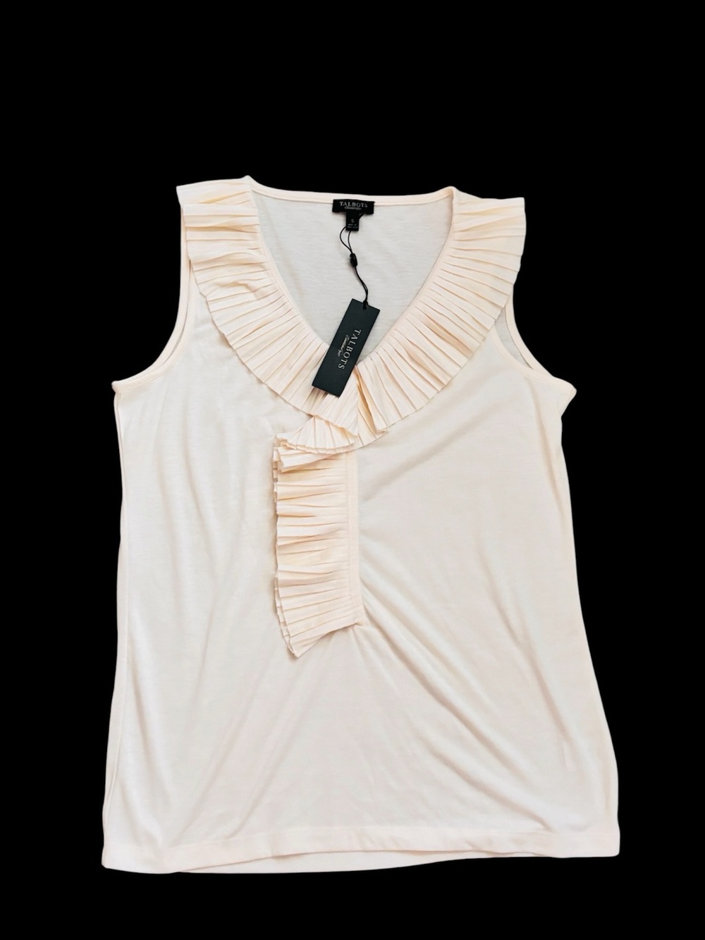 Talbots NWT Cream Ruffle Sleeveless Blouse Size Small